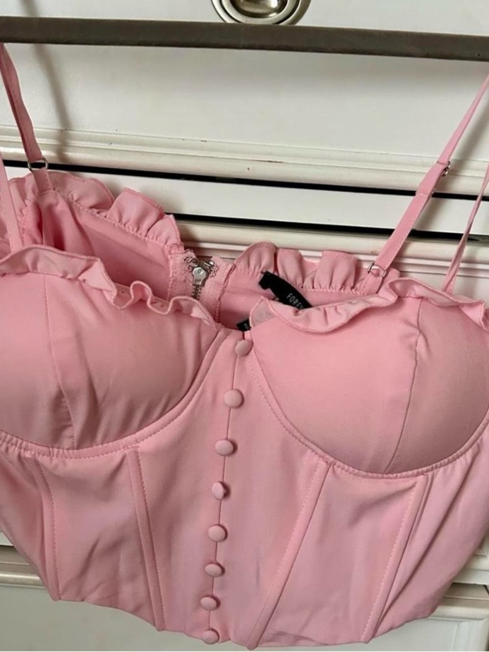 Forever 21 Light Pink Ruffle Bustier Top